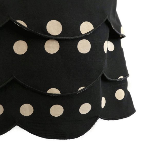 Floreat Skirt SiLK CoTToN Tiered Scalloped Layers Hem Polka Dot Cotton Zip Lined - Picture 4 of 10